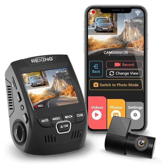 🎁GREAT GIFT🎁 NEW IN BOX REXING V1P 4K Dual Dash Cam 4K+1080p/Wi-Fi/Memory Card - Picture 6 of 6